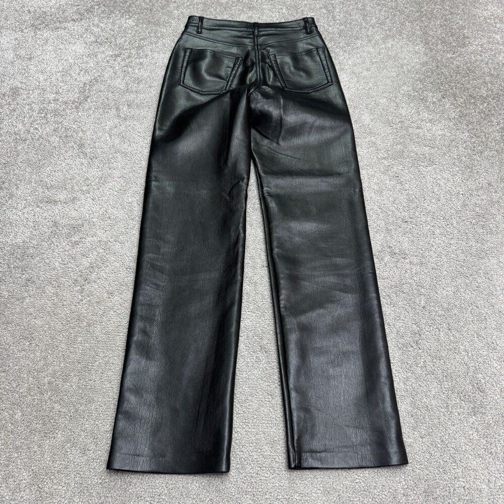 Wilfred Aritzia The Melina Pants Women 00 Black Vegan Leather Zip Fly Stretch